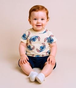 Conjunto Infantil com Estampa do Stitch - Tam 0 a 18 meses
