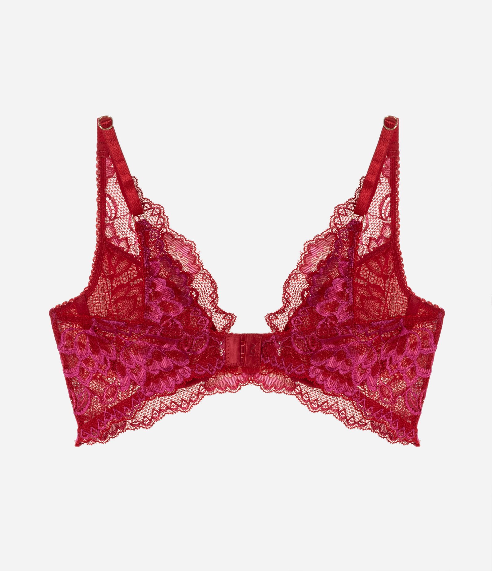 Sutiã sem Bojo sem Aro em Renda Bicolor Vermelho 6