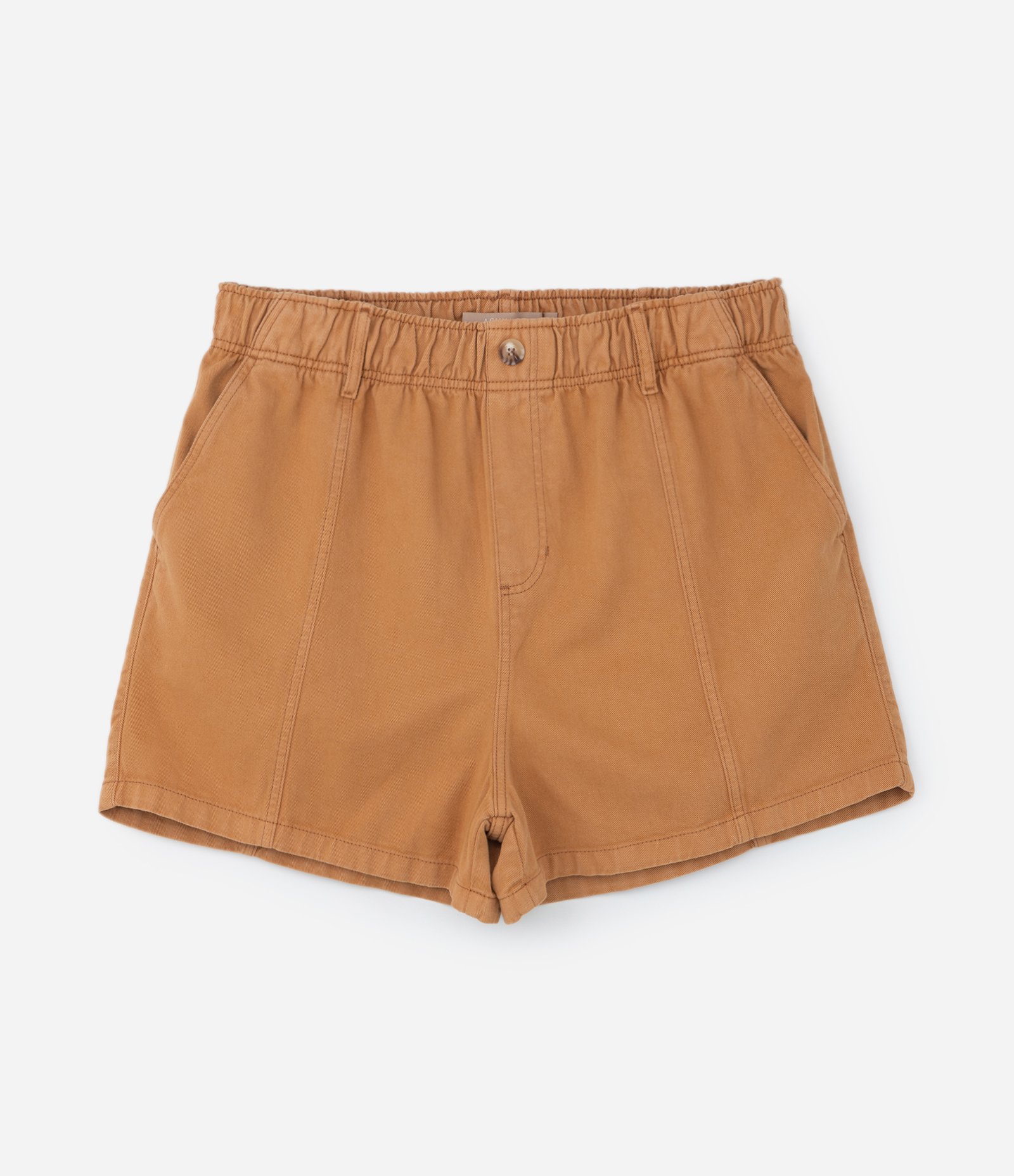 Short Clochard em Sarja com Bolso Faca Curve & Plus Size Caramelo 5