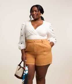 Short Clochard em Sarja com Bolso Faca Curve & Plus Size