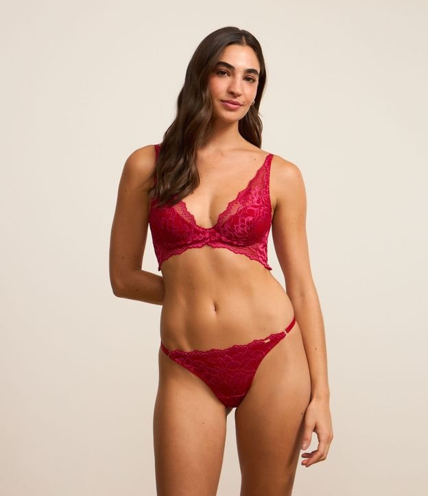 Calcinha String Fio Duplo em Renda Bicolor