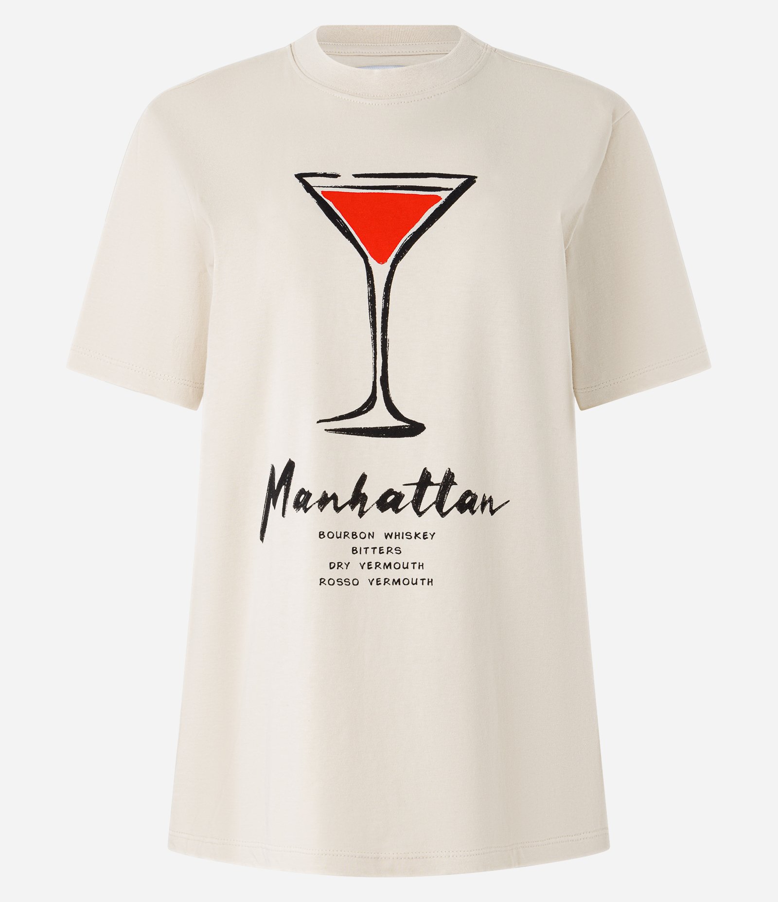 Camiseta Alongada em Algodão com Estampa Drink Manhattan Off White 5