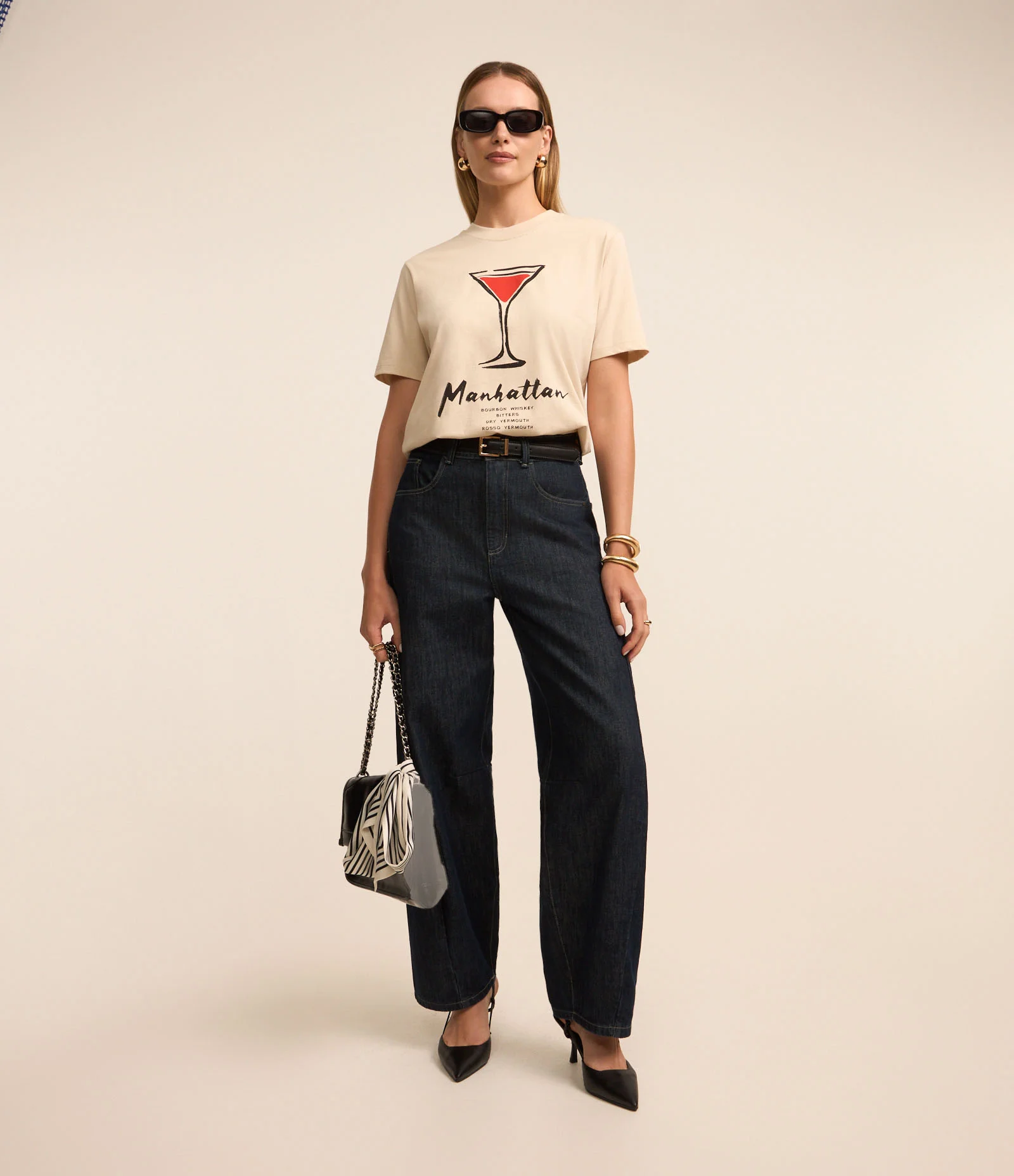 Camiseta Alongada em Algodão com Estampa Drink Manhattan Off White 2