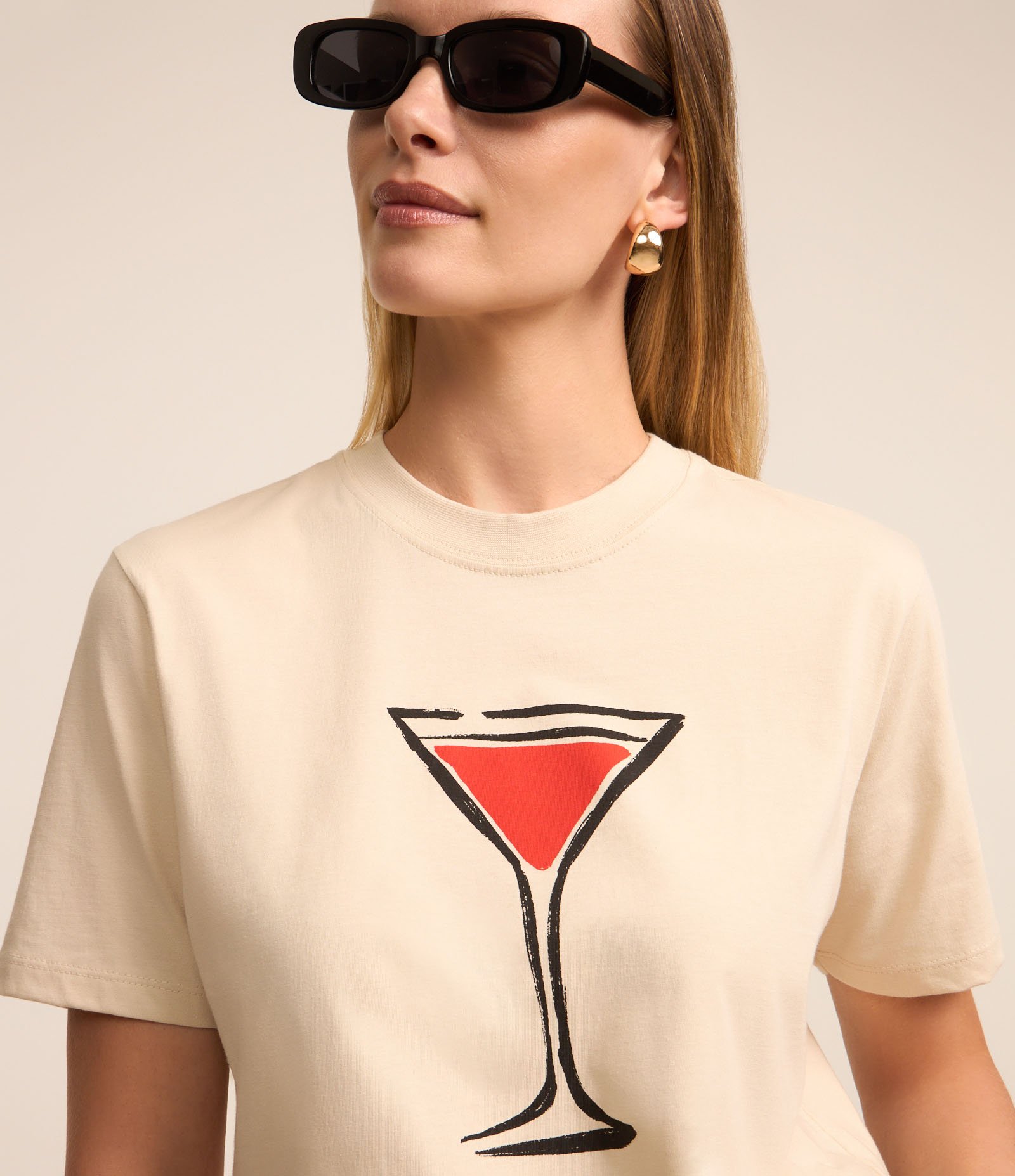 Camiseta Alongada em Algodão com Estampa Drink Manhattan Off White 4