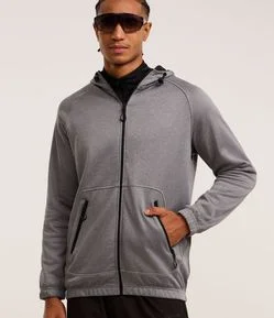 Casaco Esportivo em Helanca com Bolsos e Zíper