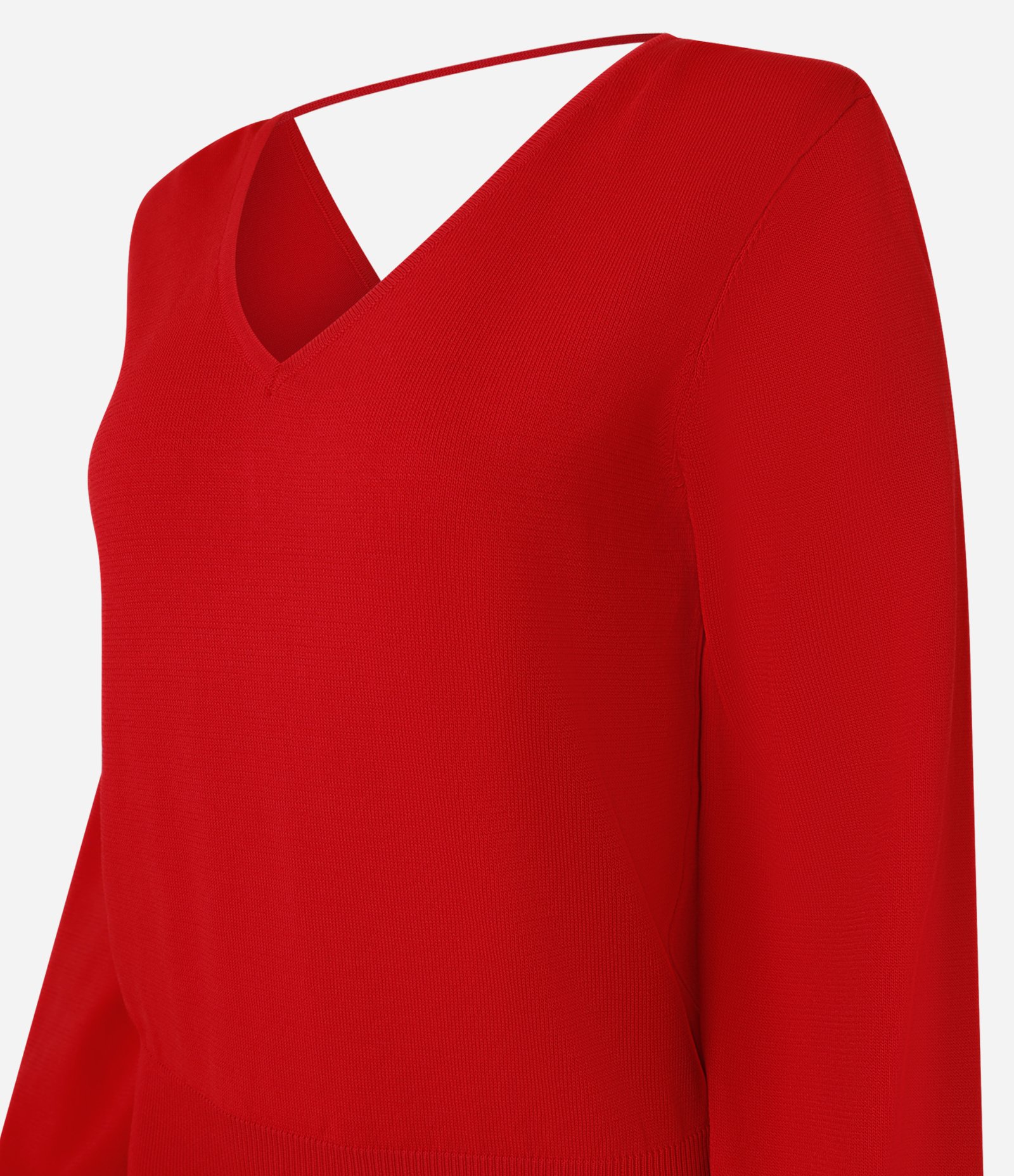 Blusa em Tricô com Decote V e Ombreira Vermelho 7