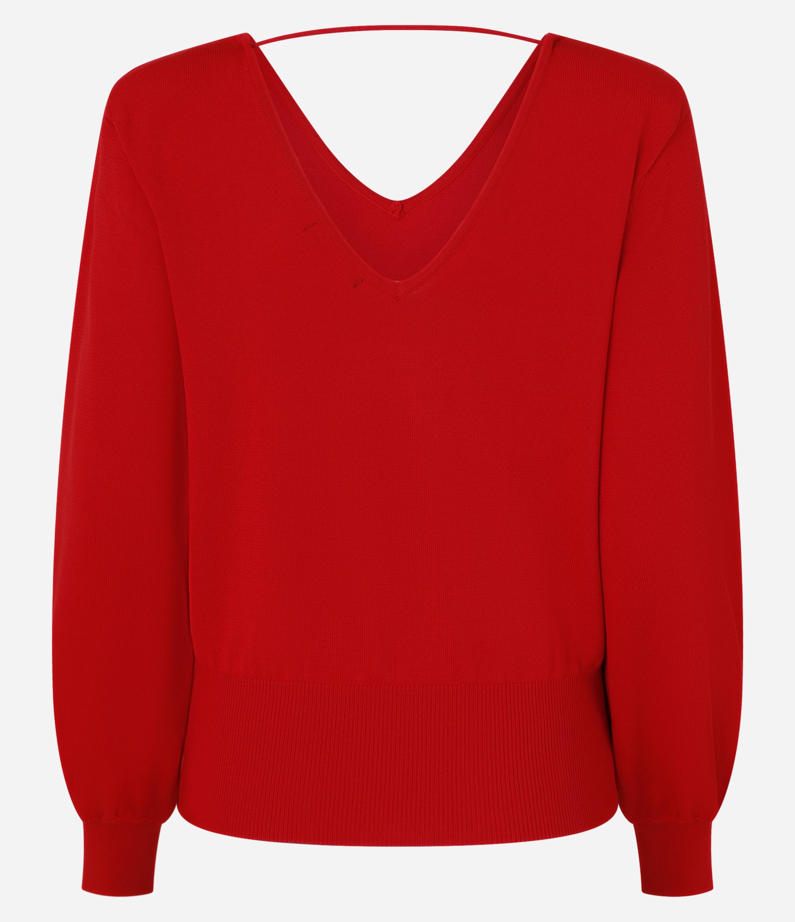 Blusa em Tricô com Decote V e Ombreira Vermelho 8