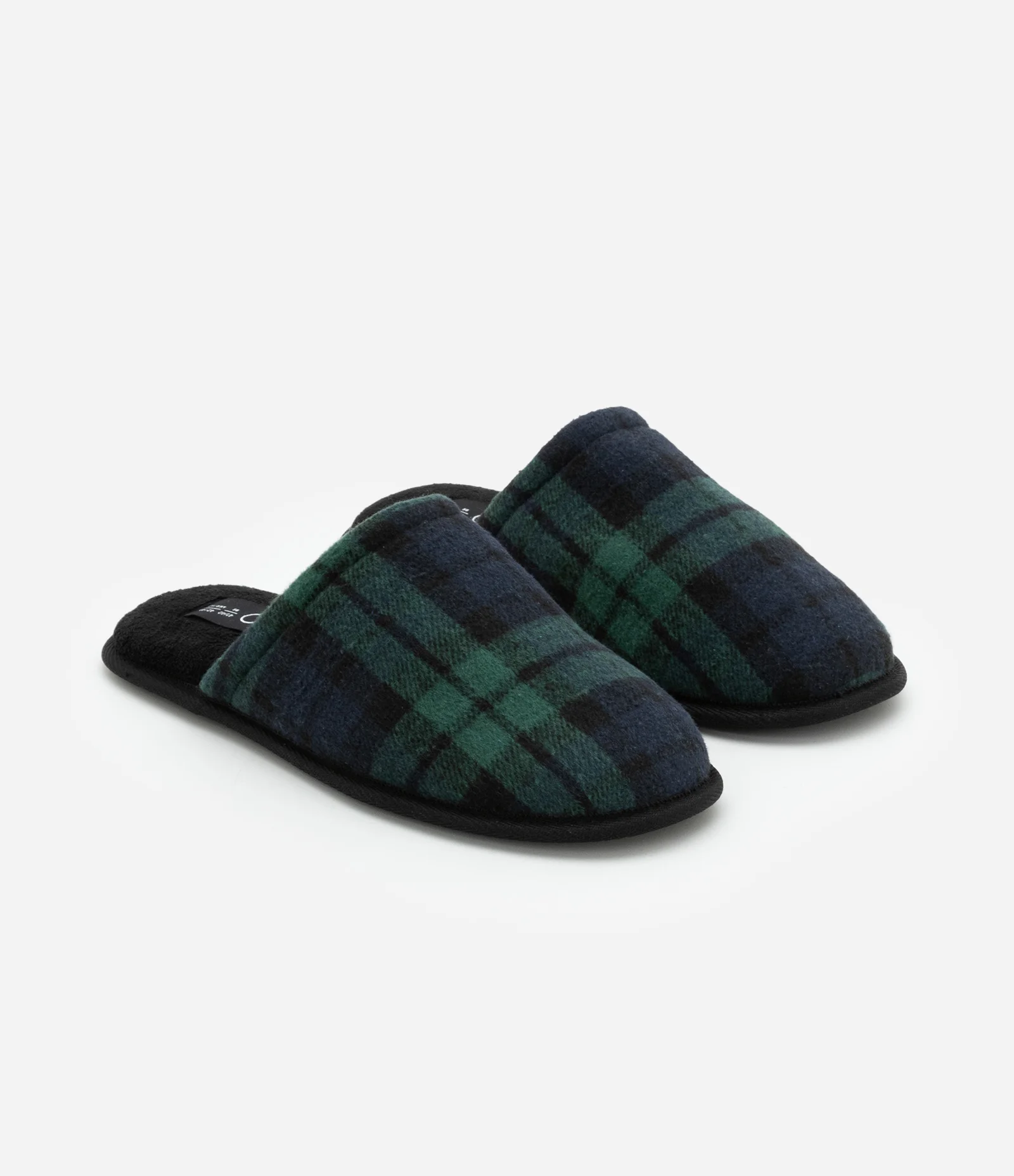 Pantufa Chinelo em Flanela Xadrez Azul Marinho/Verde 2