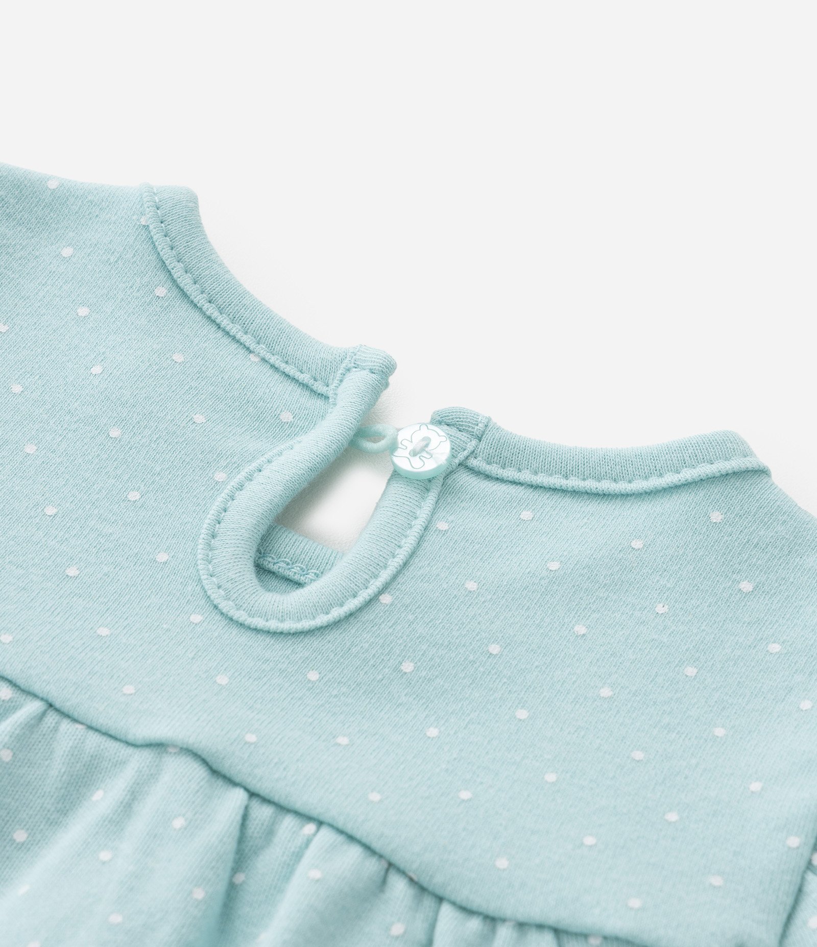 Conjunto Infantil com Bolsos Carinha de Coelho - 0 a 18 meses Azul/Branco 10