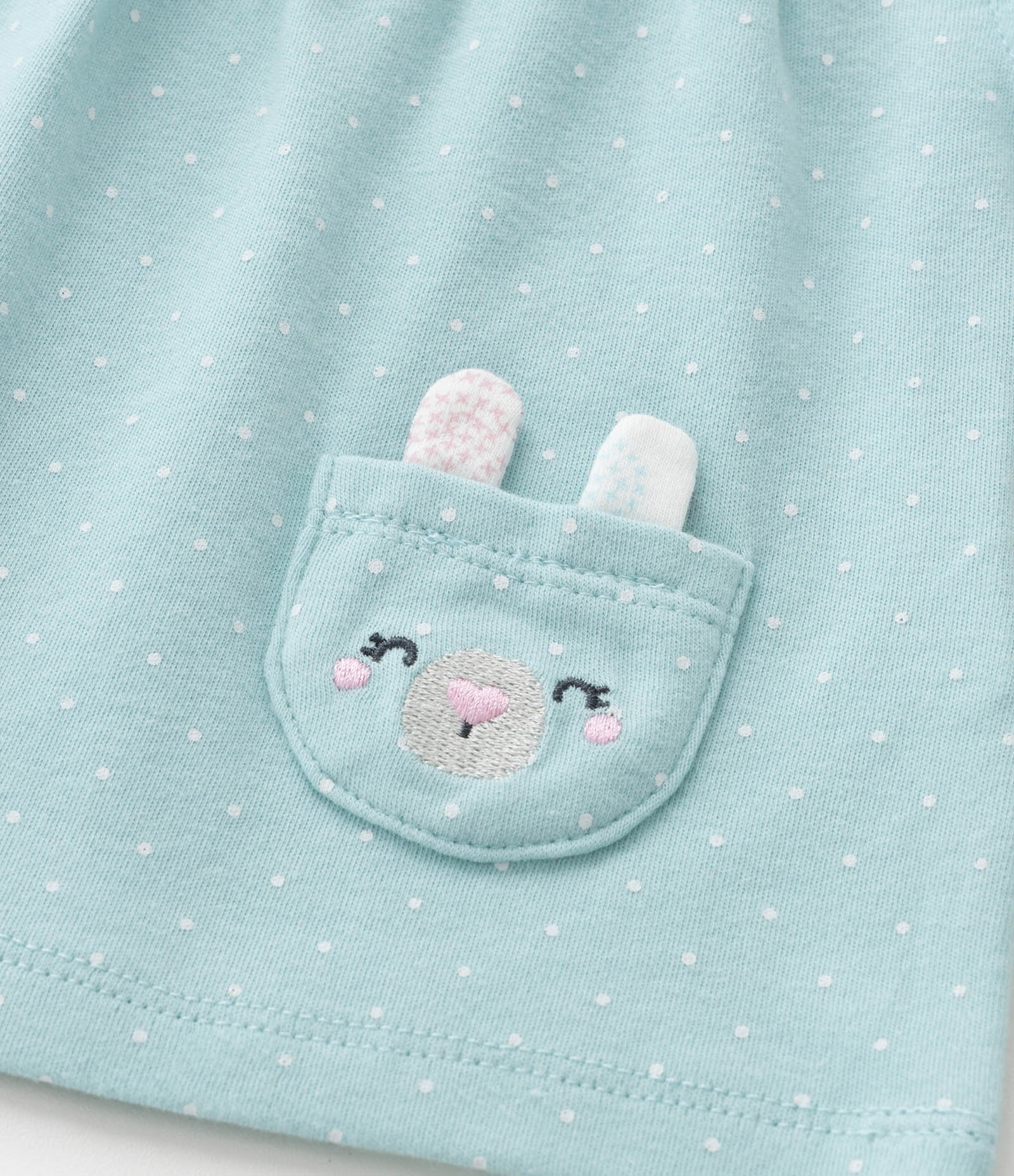 Conjunto Infantil com Bolsos Carinha de Coelho - 0 a 18 meses Azul/Branco 11