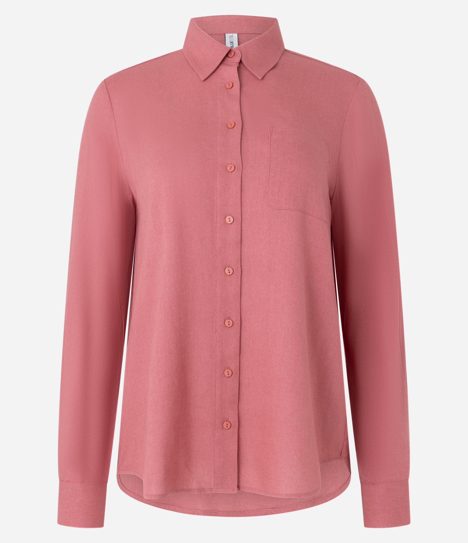 Camisa Alongada Básica em Viscose e Linho Rosa 5