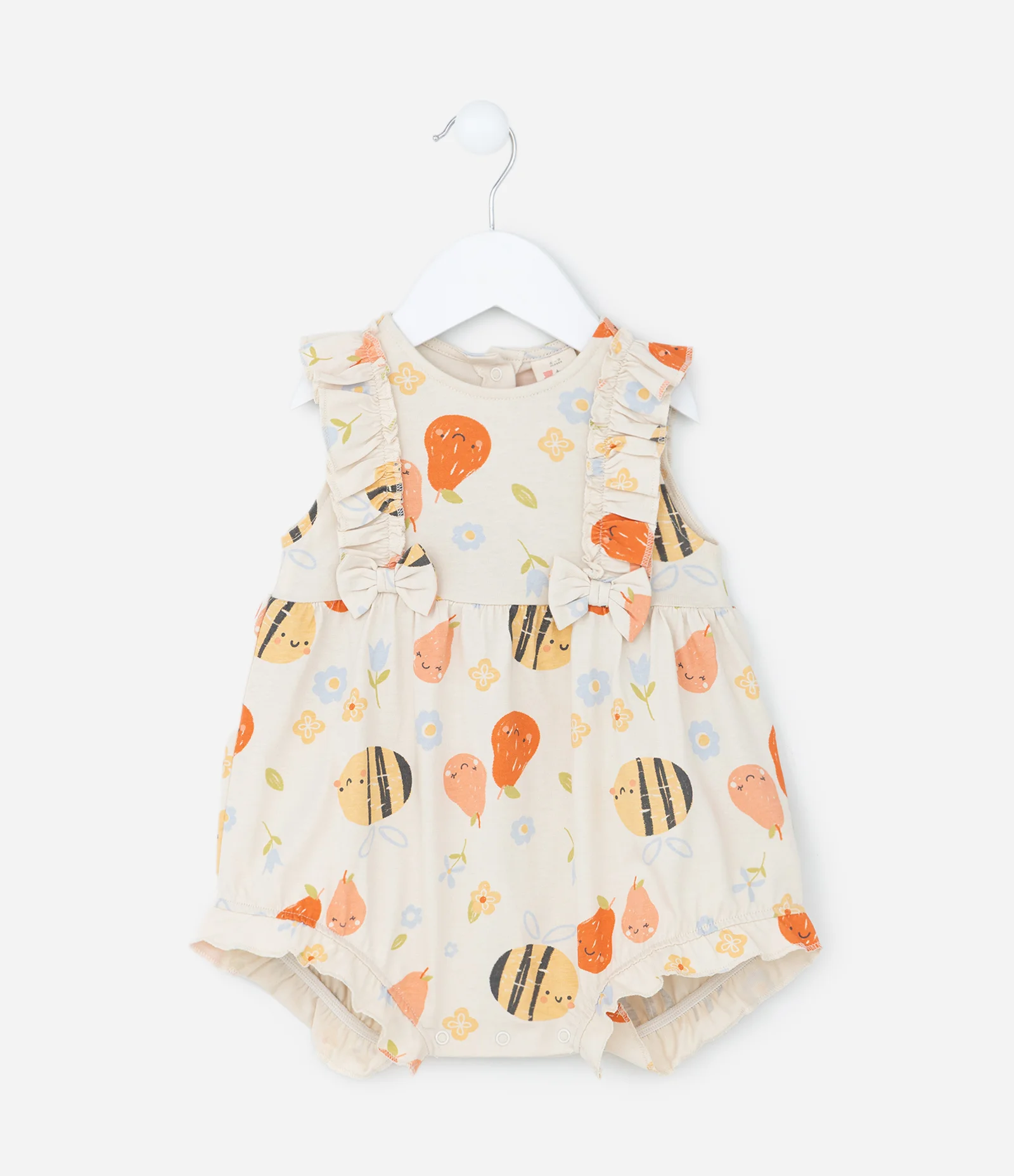 Macaquinho Infantil com Babadinhos e Lacinhos - Tam 0 a 18 meses Bege 1