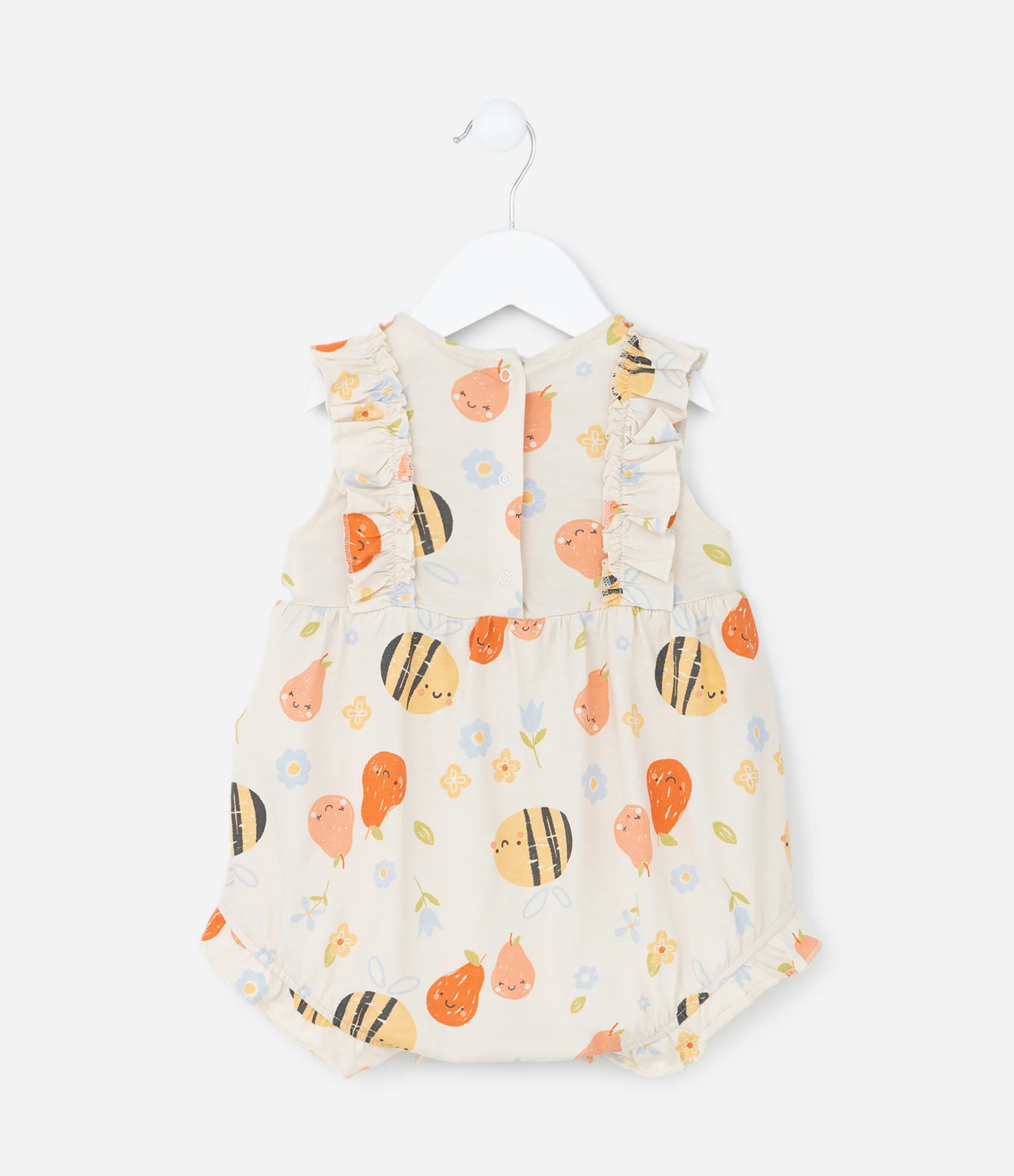 Macaquinho Infantil com Babadinhos e Lacinhos - Tam 0 a 18 meses Bege 2