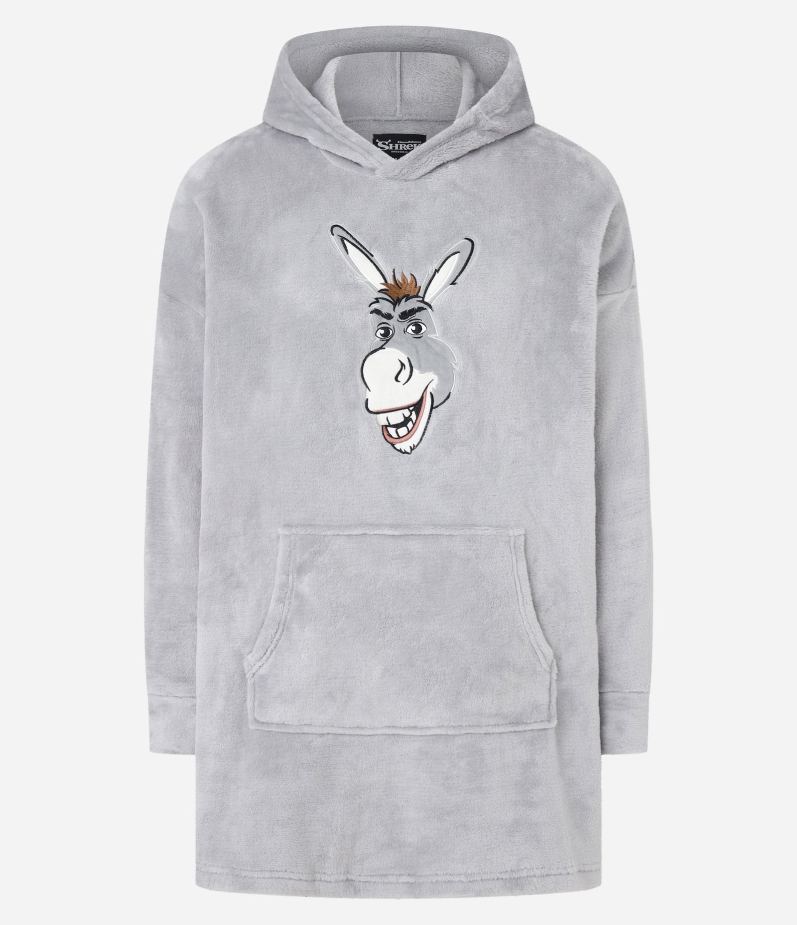 Pijama Snuddie em Fleece com Capuz e Estampa do Burro Shrek Cinza 1