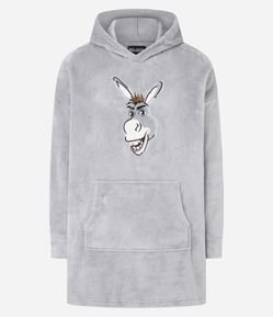 Pijama Snuddie em Fleece com Capuz e Estampa do Burro Shrek