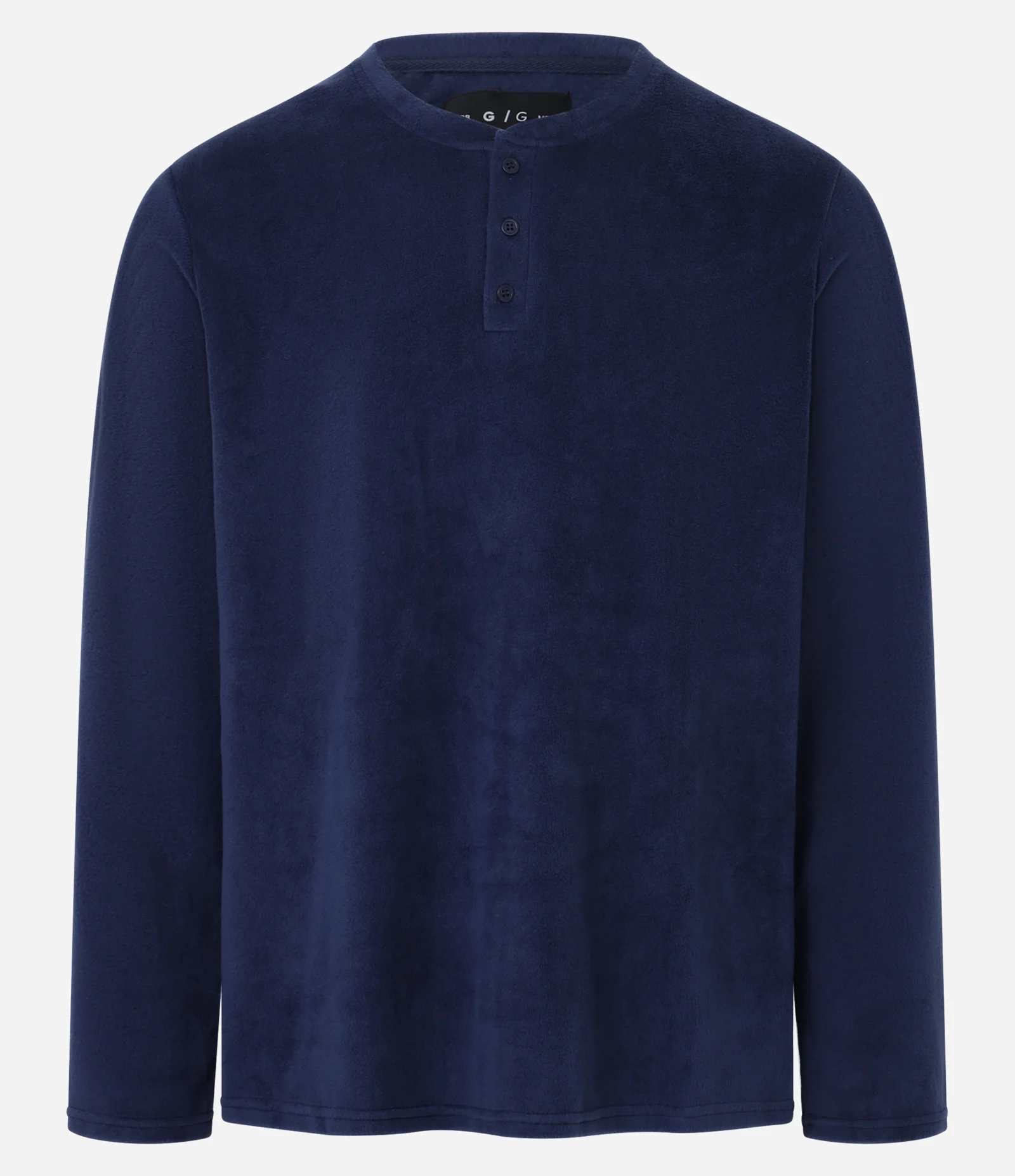 Camisa de Pijama em Plush com Botões Azul 4