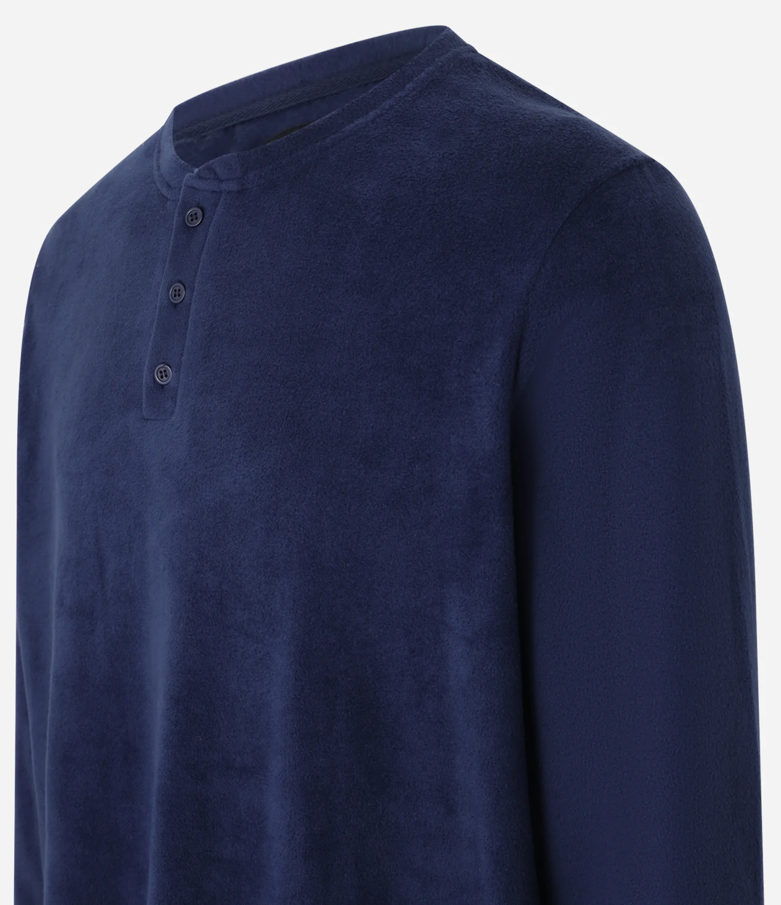 Camisa de Pijama em Plush com Botões Azul 5