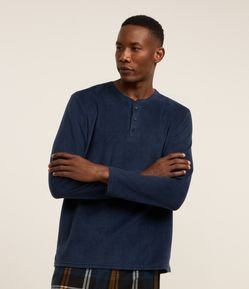 Camisa de Pijama em Plush com Botões