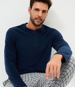 Camisa de Pijama em Plush com Botões