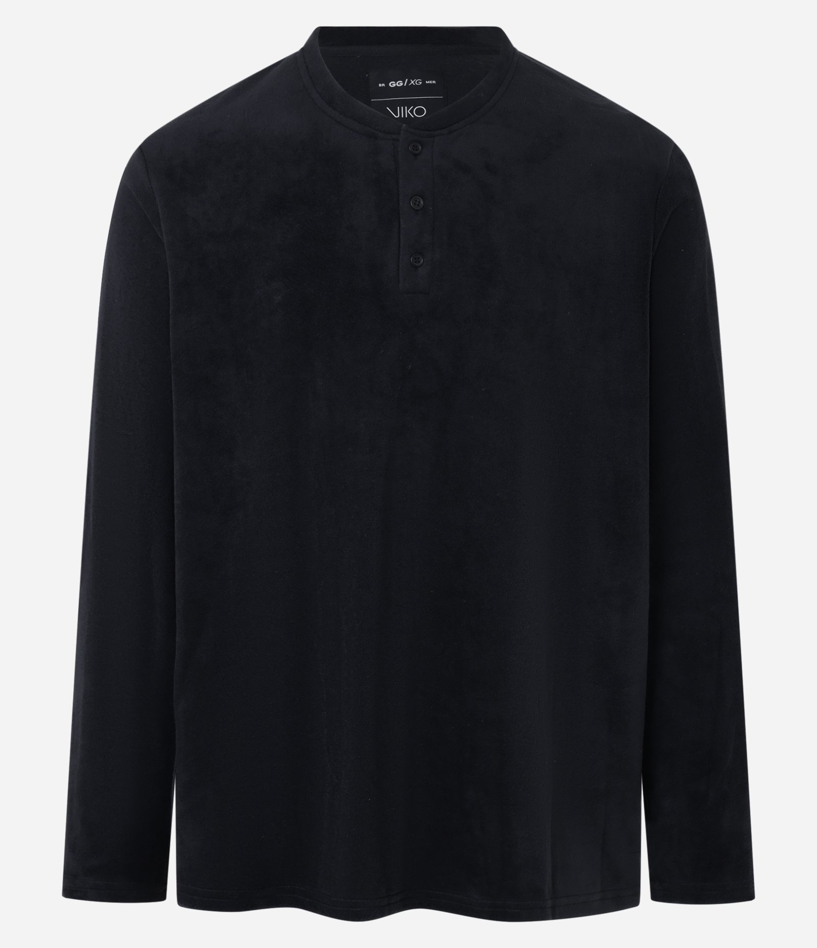 Camisa de Pijama em Plush com Botões Preto 5