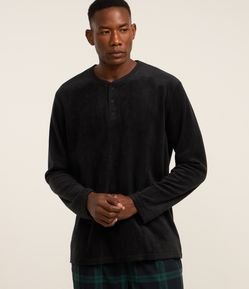 Camisa de Pijama em Plush com Botões