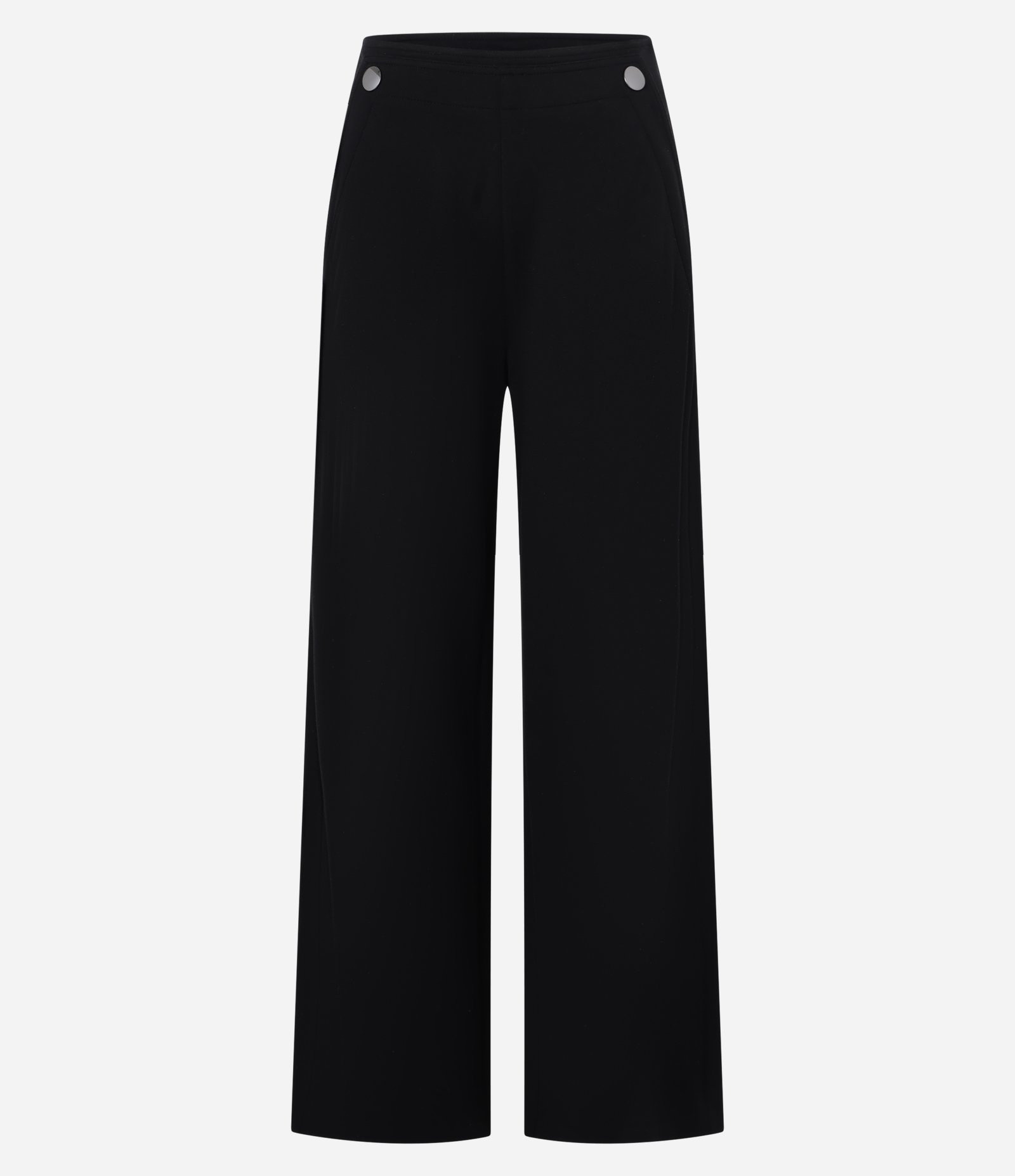 Calça Wide Leg em Ponto Roma com Detalhes de Botão no Cós Preto 1