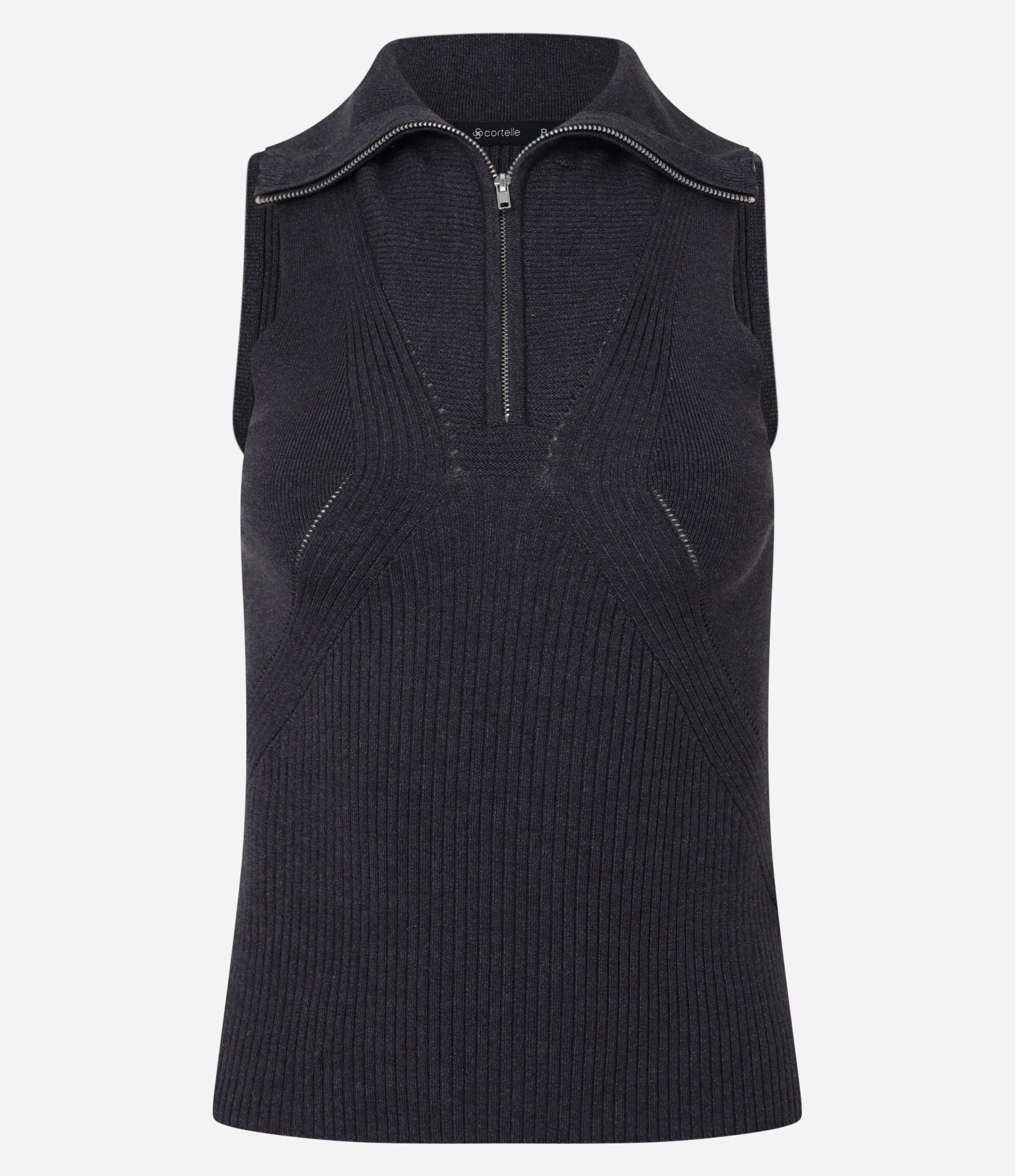 Blusa Texturizada em Tricô com Zíper na Gola Dobrável Preto 5