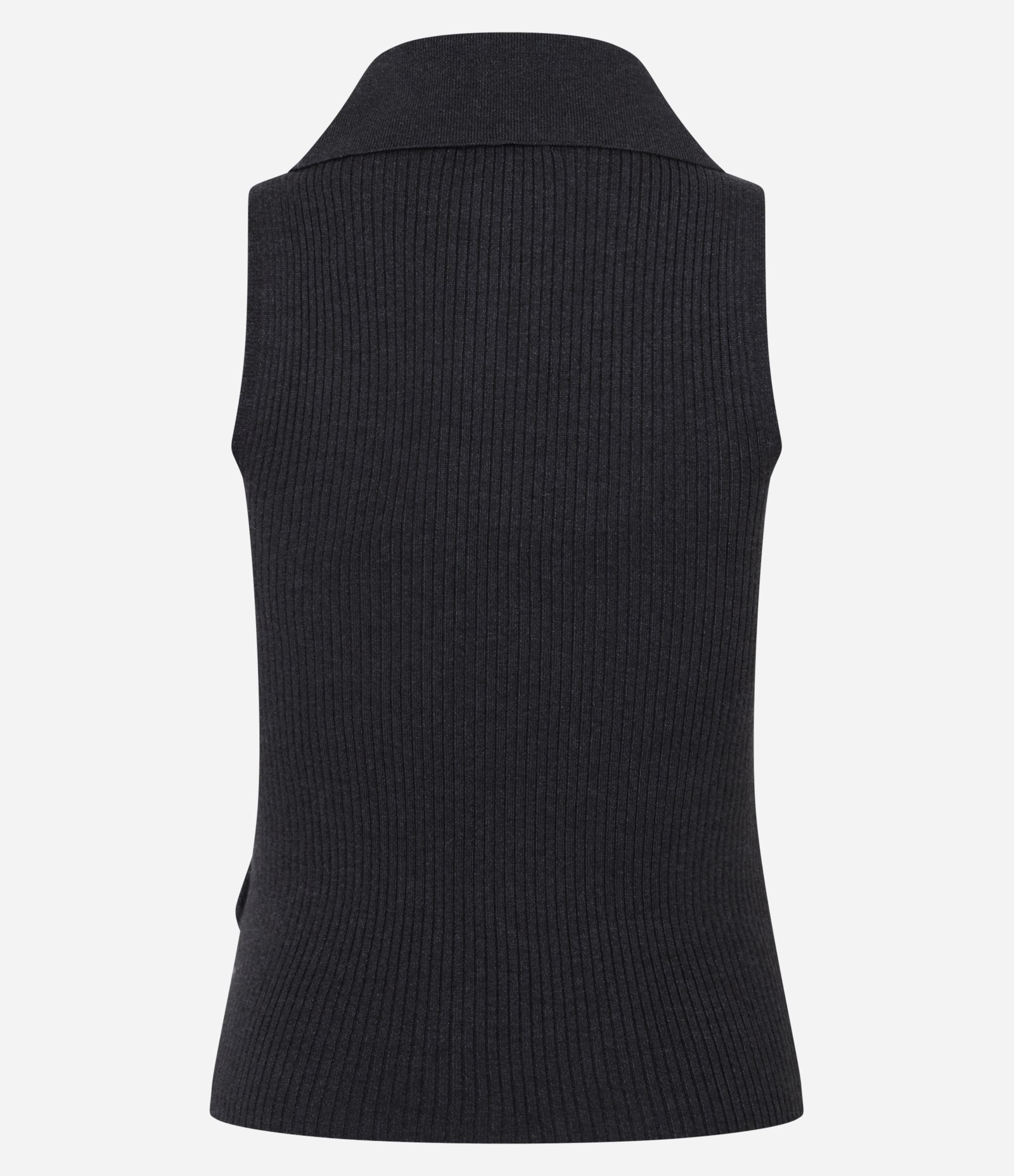 Blusa Texturizada em Tricô com Zíper na Gola Dobrável Preto 6