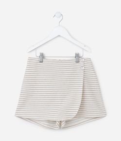 Short Saia Infantil com Estampa Listras e Botões - Tam 5 a 14 Anos