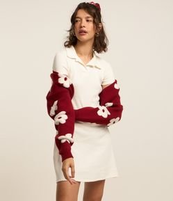 Vestido Curto em Ribana com Decote Polo