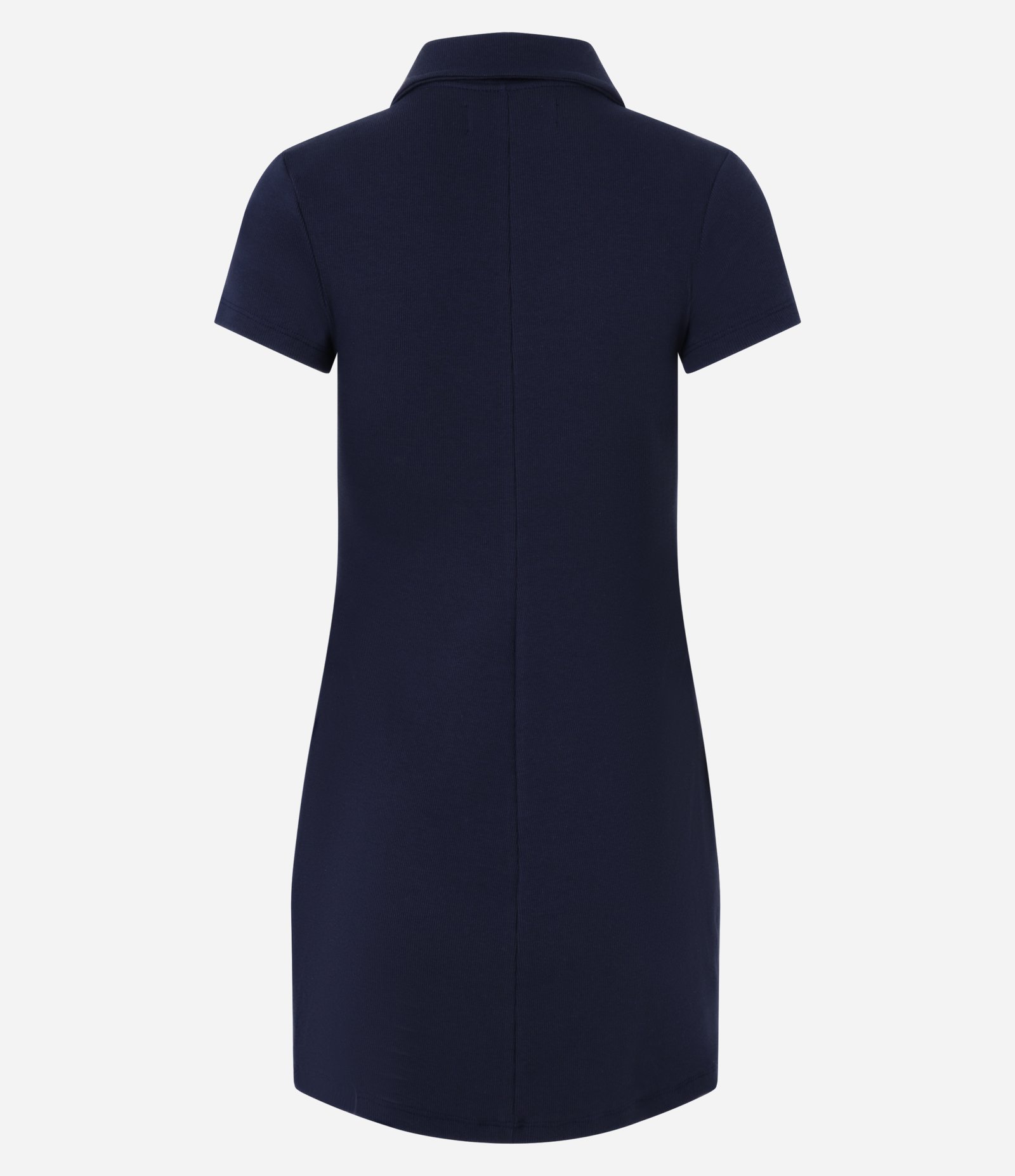Vestido Curto em Ribana com Decote Polo Azul Marinho 5
