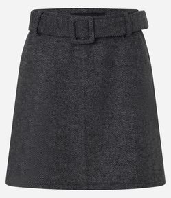 Saia Curta em Polyvelour Xadrez com Cinto