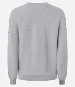 Blusa em Tricô com Mangas Bufantes e Pedrinhas