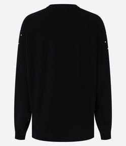 Blusa em Tricô com Mangas Bufantes e Pedrinhas