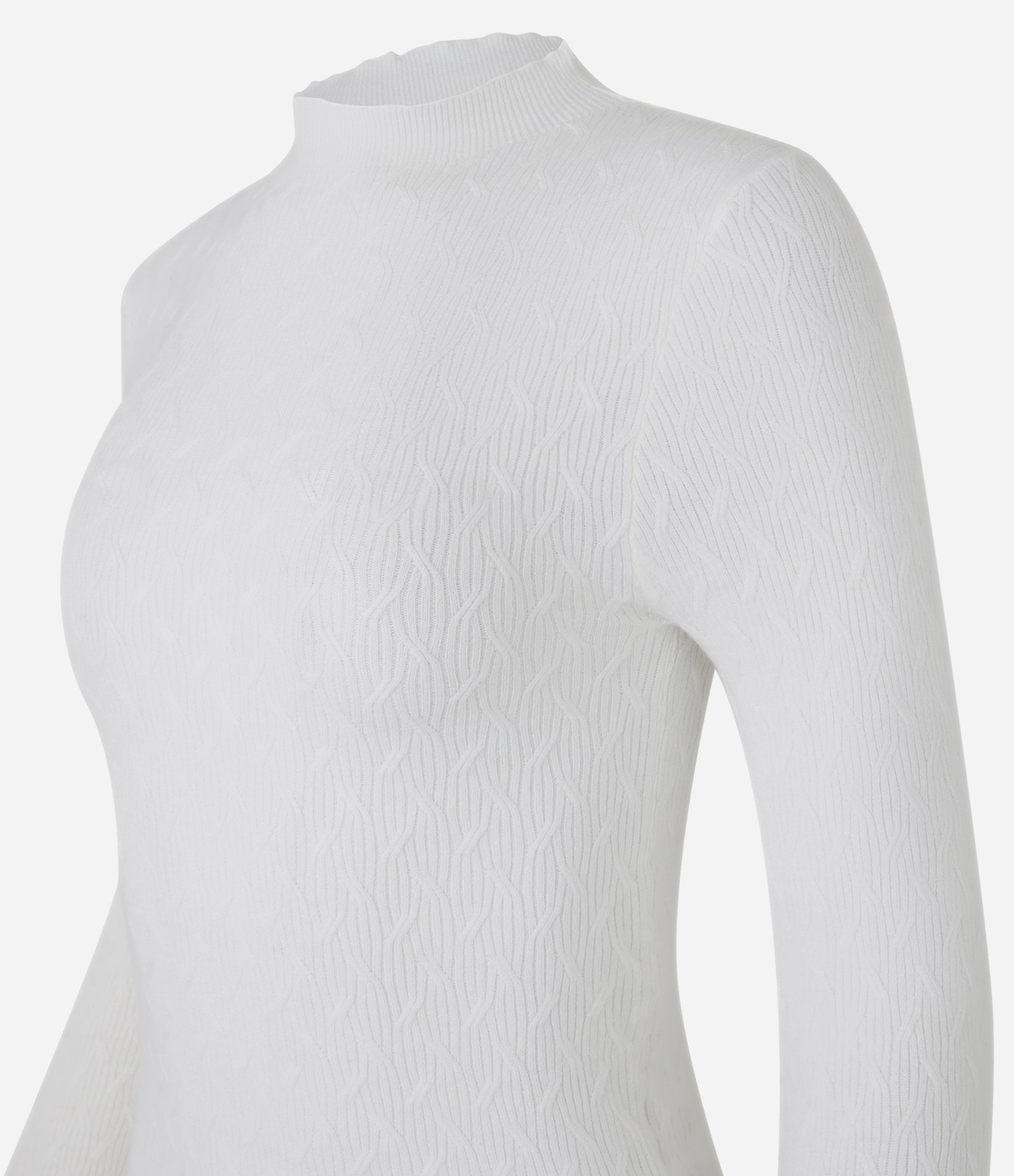 Blusa Ajustada em Tricô com Ponto Diferenciado Branco 2