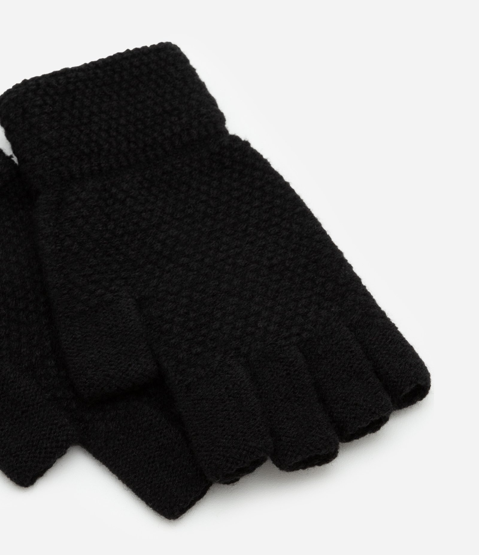 Luva em Tricô com Textura sem Dedos Preto 4