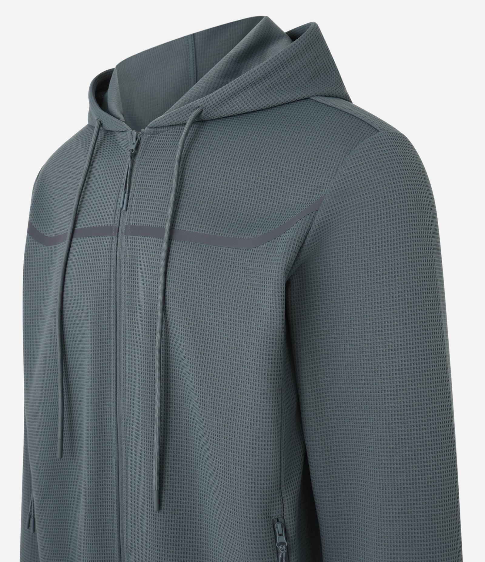 Casaco Esportivo Texturizado com Listra Refletiva e Gola com Capuz Verde 7
