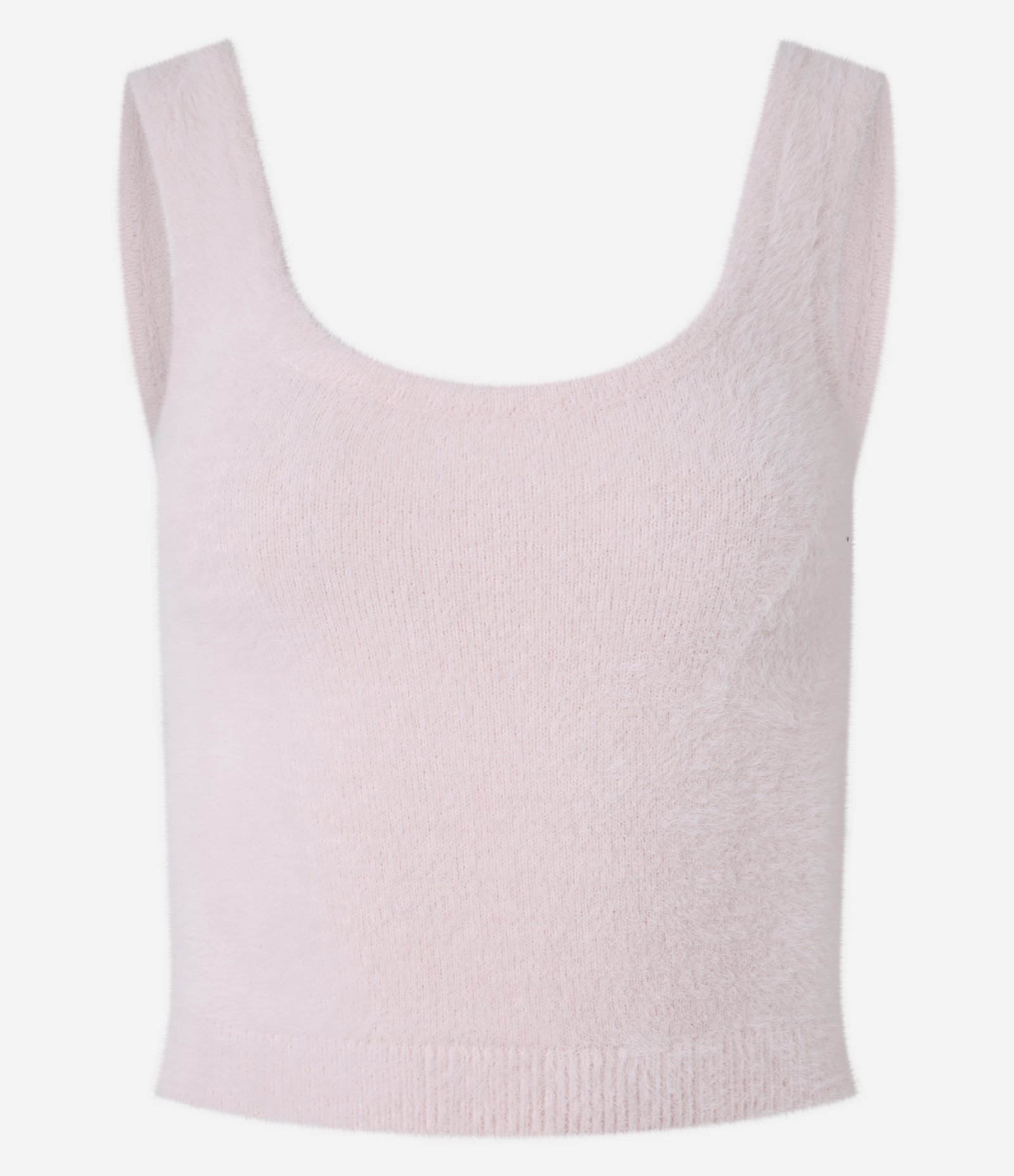 Regata Cropped em Tricô com Pelinhos Rosa 5