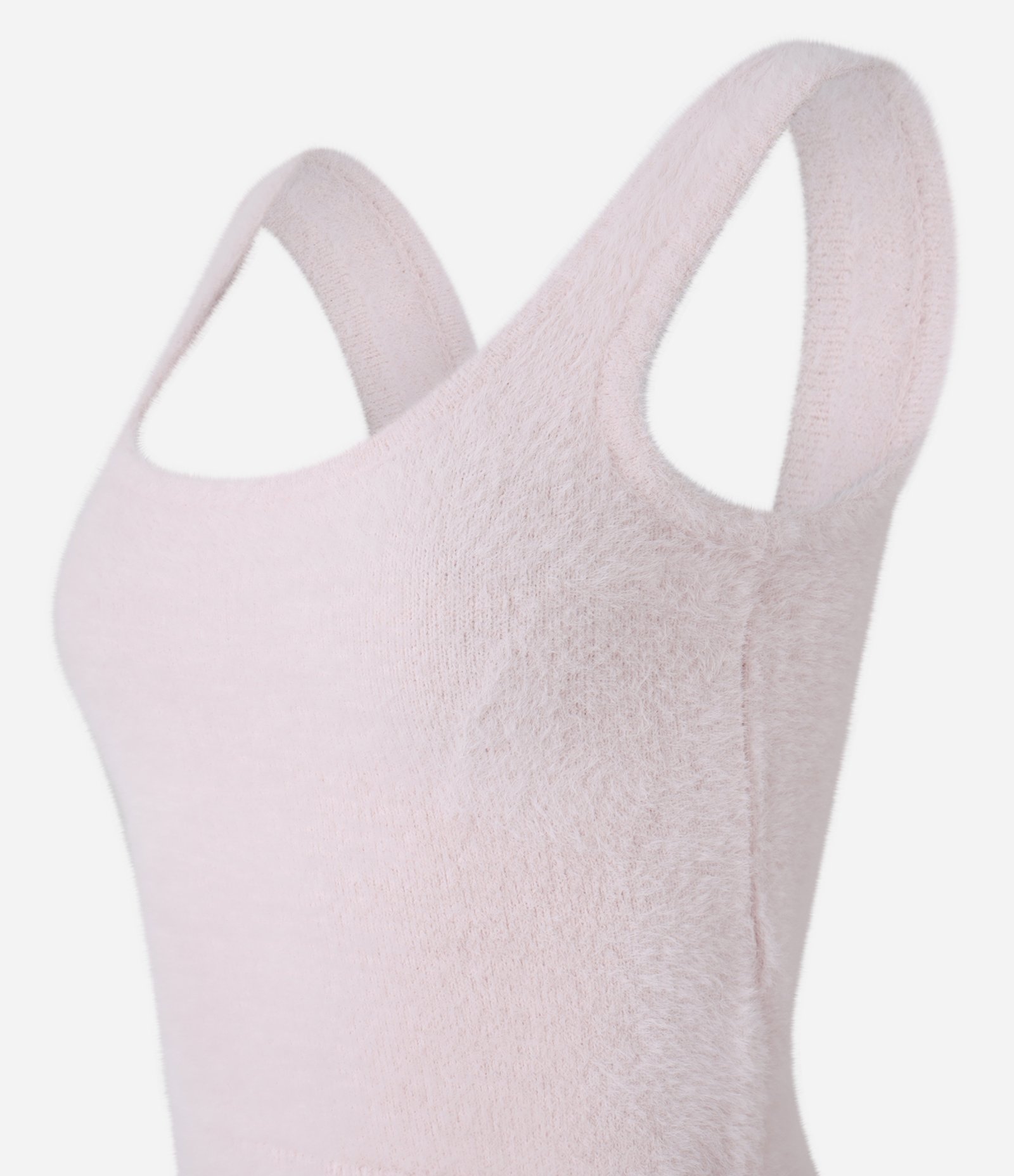 Regata Cropped em Tricô com Pelinhos Rosa 6