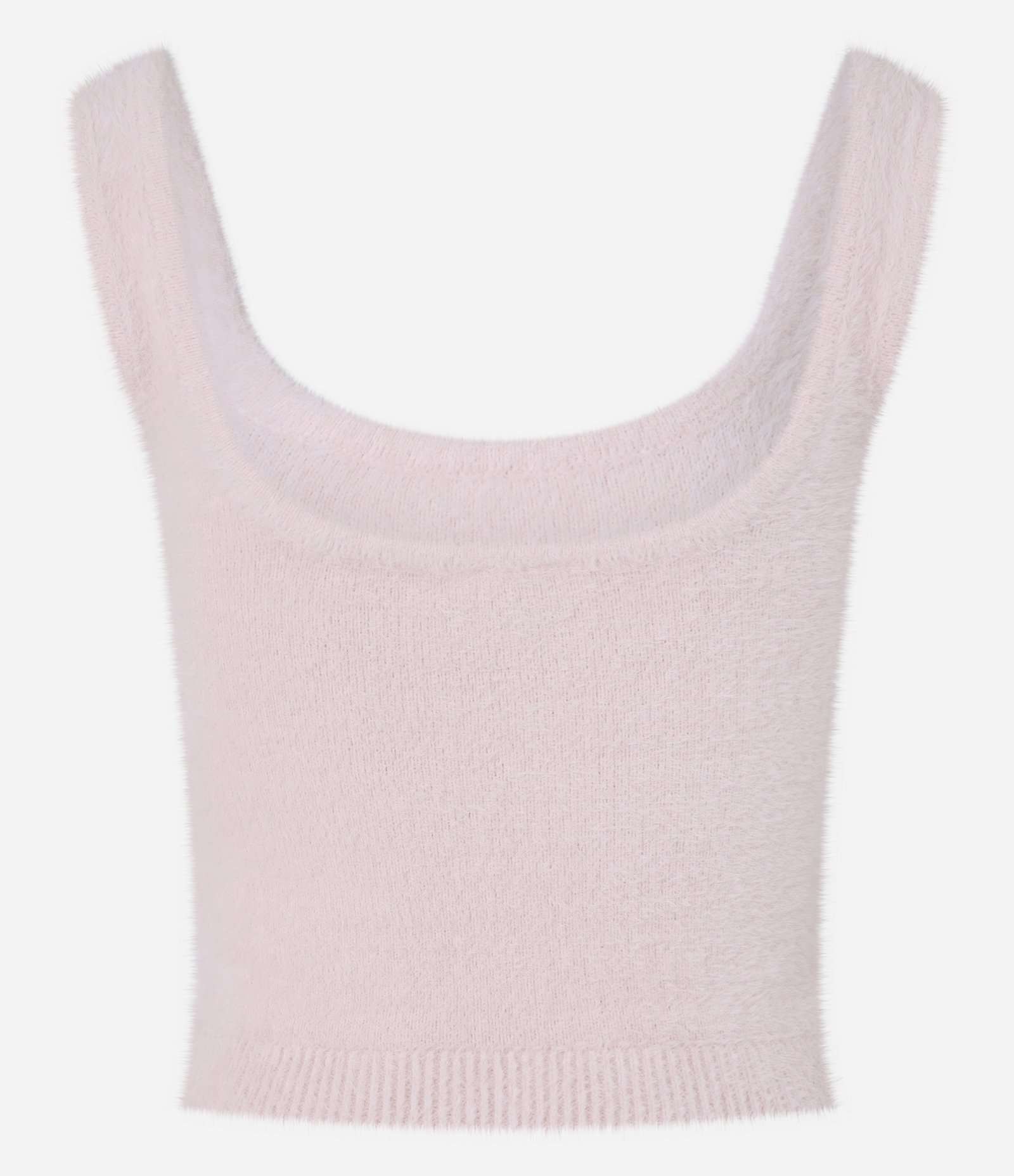 Regata Cropped em Tricô com Pelinhos Rosa 7