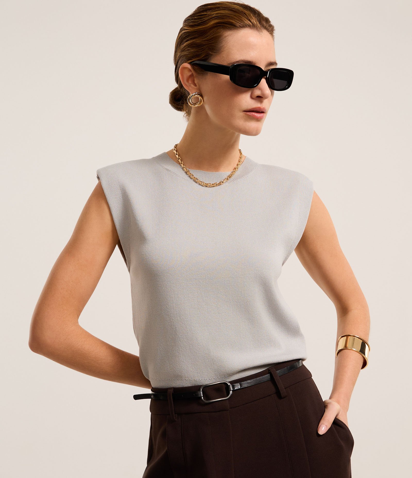 Blusa em Tricô com Barra Ajustada 1