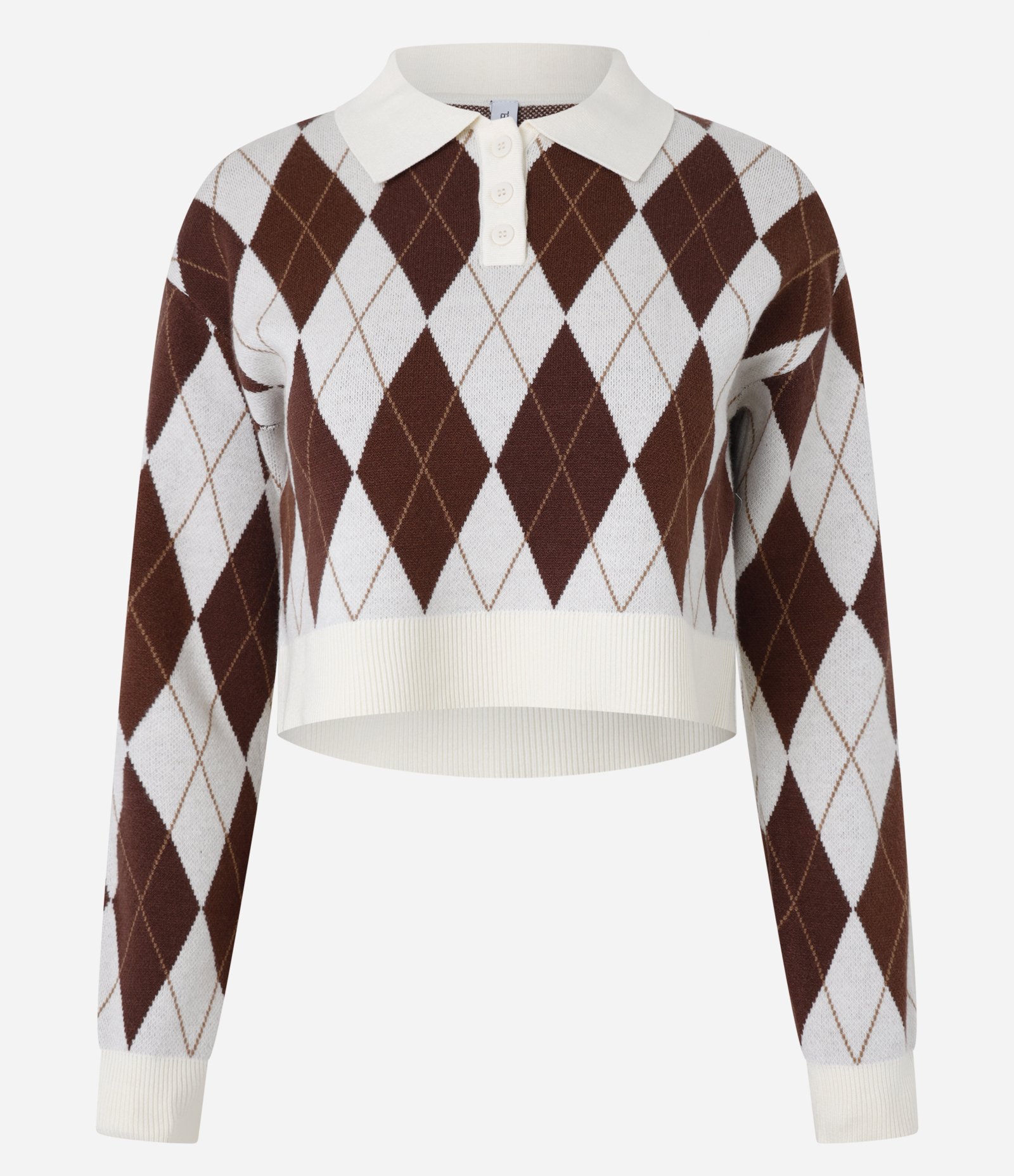 Blusa em Tricô com Botões e Estampa Xadrez Marrom 5