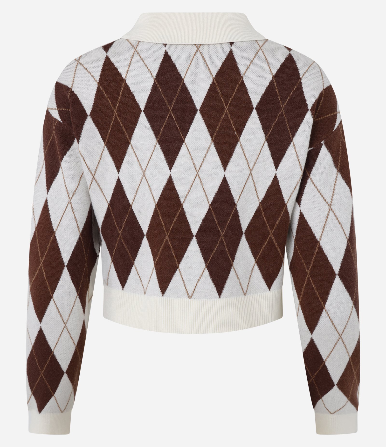 Blusa em Tricô com Botões e Estampa Xadrez Marrom 6