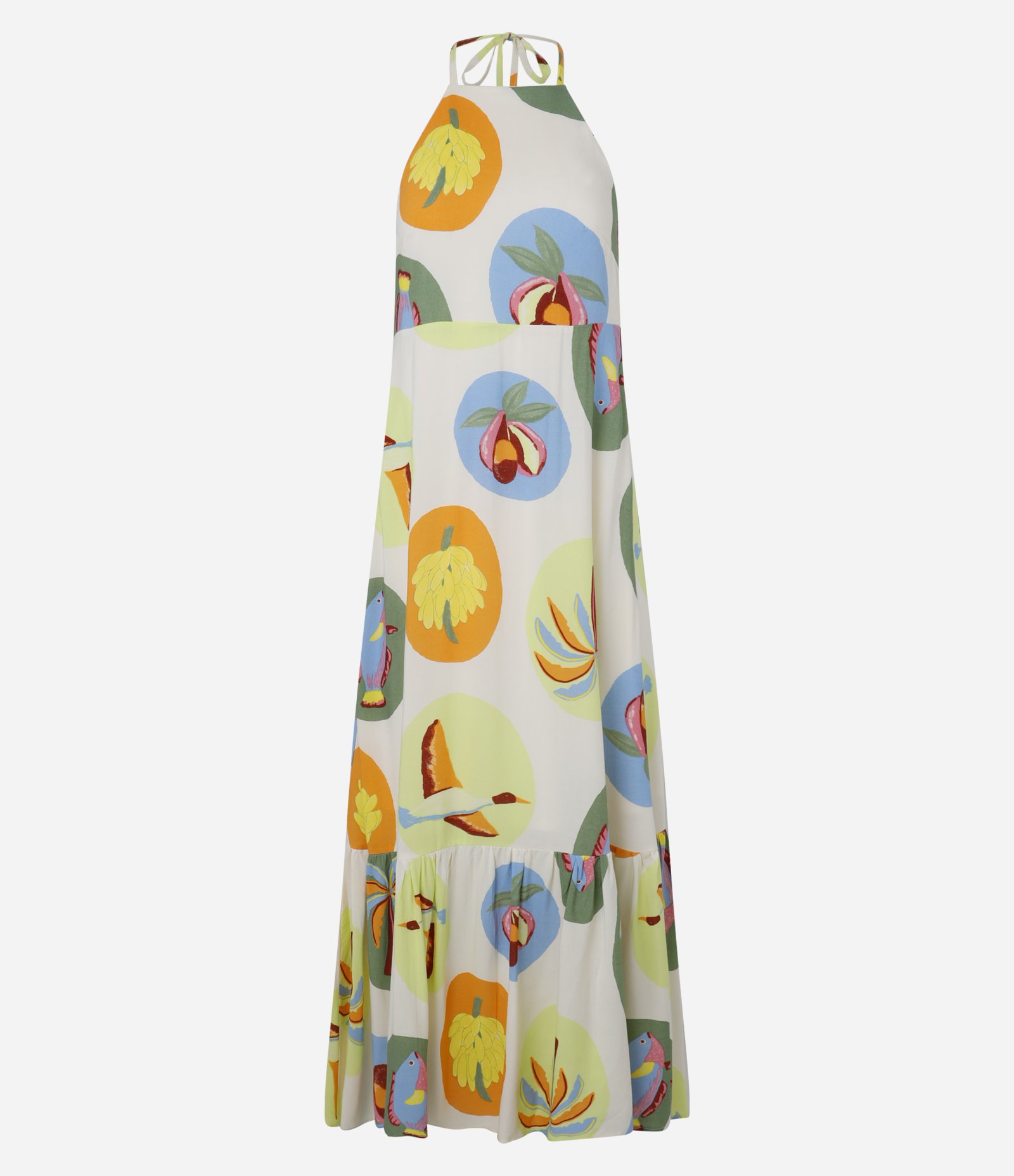 Vestido Long Midi em Viscose com Estampa de Frutinhas Multicores 5