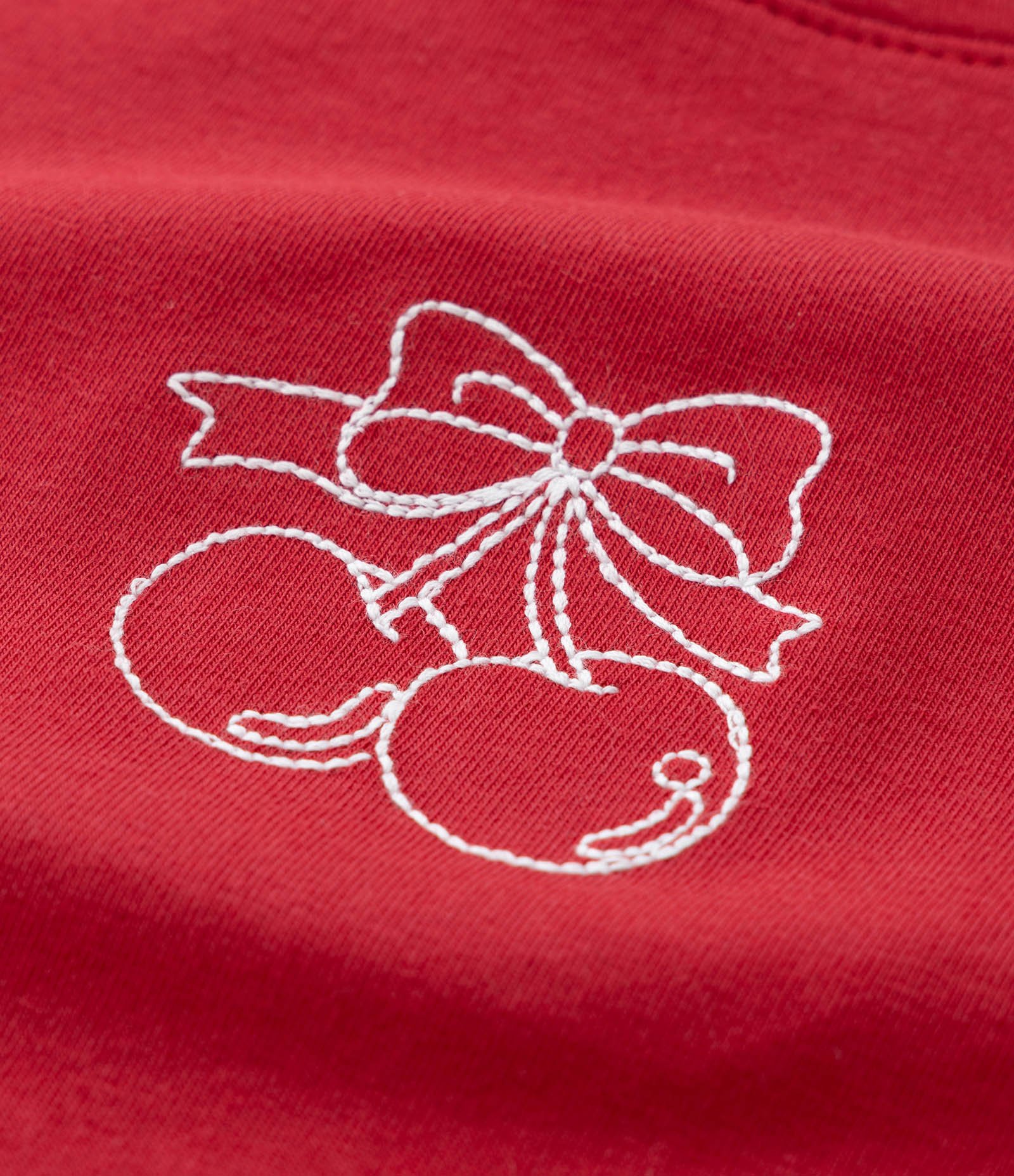 Blusa Cropped Infantil com Bordado Cerejinhas - Tam 5 a 14 Anos Vermelho 3