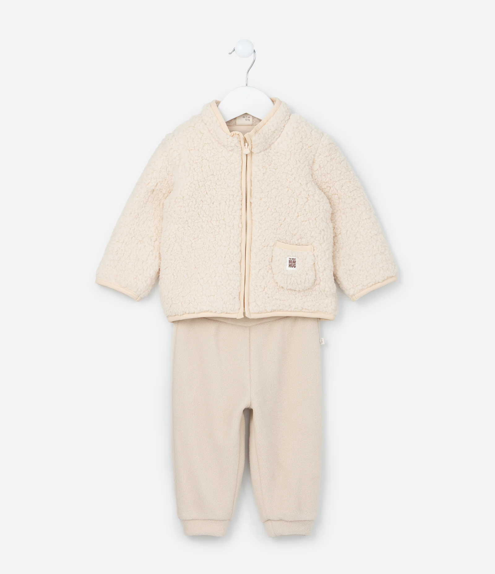 Conjunto Infantil Casaco Sherpa e Calça Polar – Tam 0 a 18 Meses Bege Claro 1