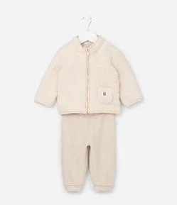 Conjunto Infantil Casaco Sherpa e Calça Polar – Tam 0 a 18 Meses