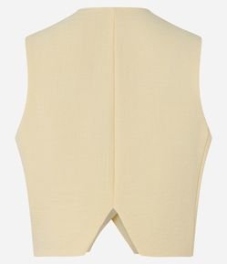 Colete Cropped Texturizado com Abotoamento Frontal