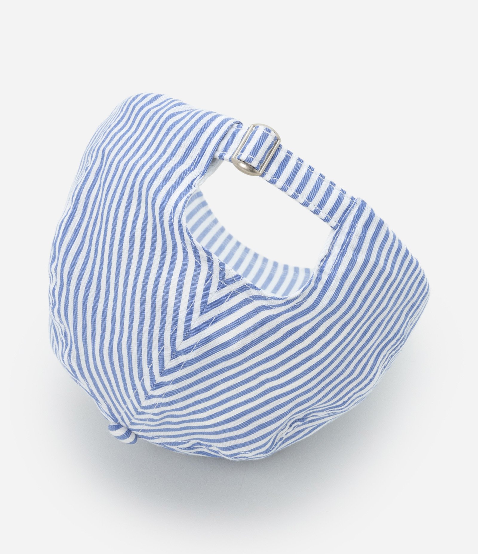 Boné Aba Curva em Tricoline Listrado com Cereja Bordada Azul/Branco 3