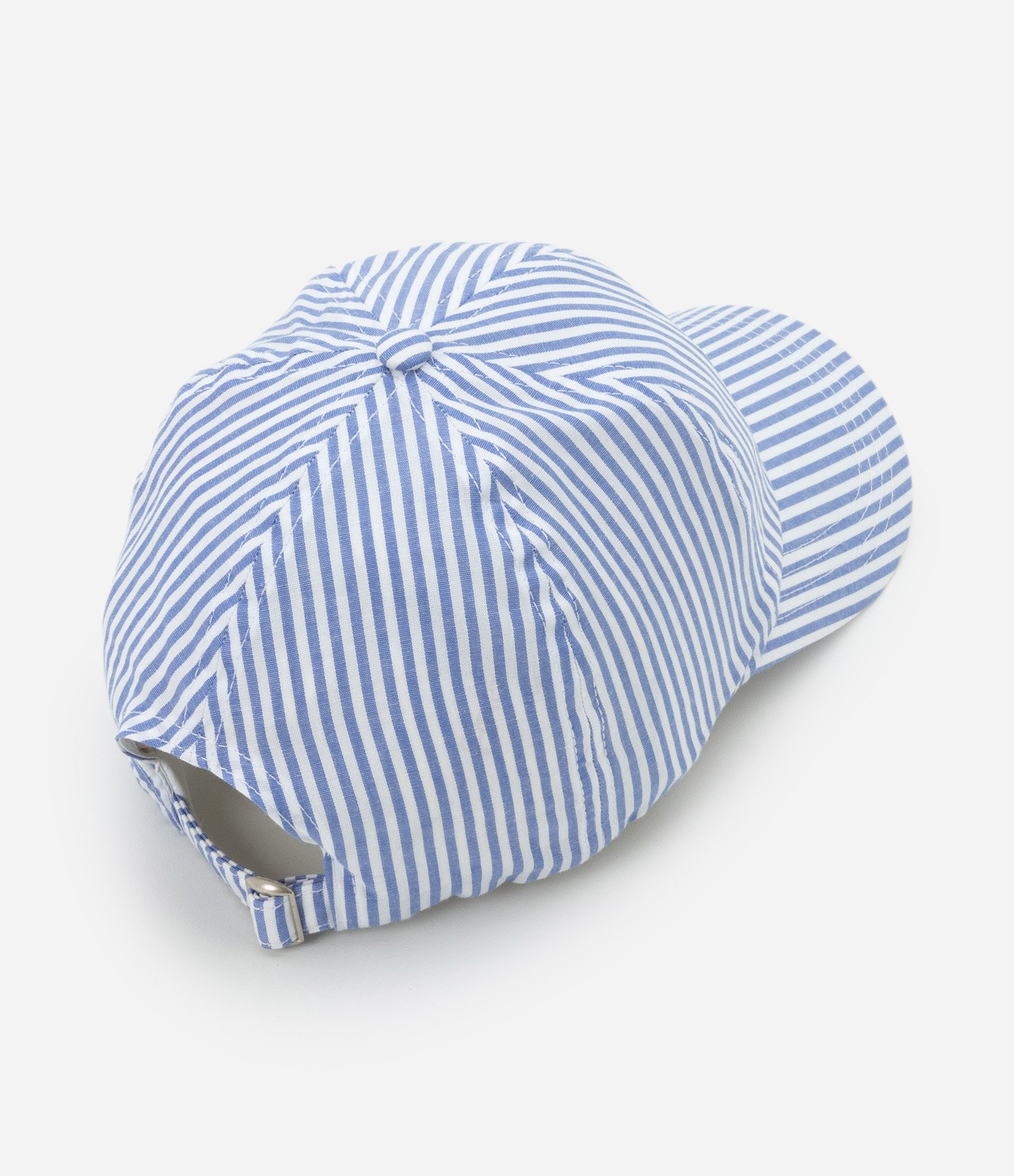 Boné Aba Curva em Tricoline Listrado com Cereja Bordada Azul/Branco 4